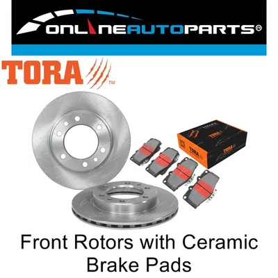 2 Front Disc Rotors + Brake Pads for Hilux 8/1988-7/1997 4x4 LN106 RN105 YN106 - Image 1 of 4