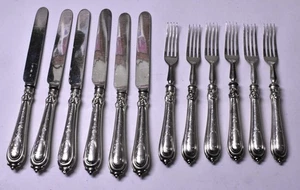 Horquillas y cuchillos Joseph Gloster 1937 asas de plata de ley 12 piezas. Birmingham - Imagen 1 de 6