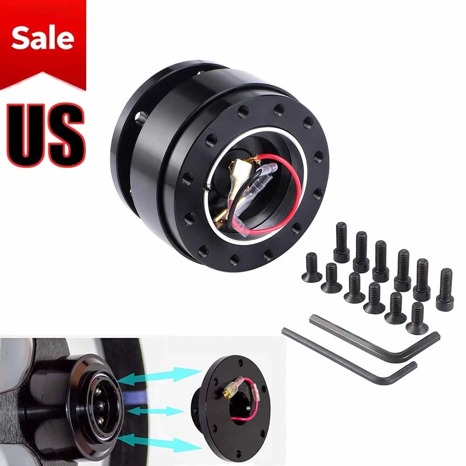 Aluminum Universal Car Steering Wheel Quick Release Hub Adapter Off Kit Black Foto 1 de 4