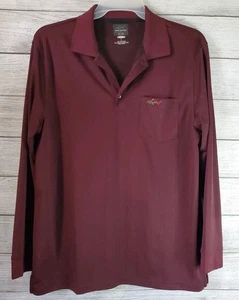 Greg Norman Tasso Elba Large Maroon Polo Shirt Play Dry Long Sleeve Waffle - Picture 1 of 5