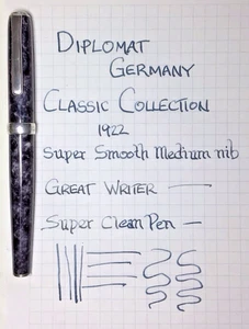 Pluma Estilográfica Diplomat Colección Clásica Gris Mármol Borde Esterlina Plumín Mediano - Imagen 1 de 15