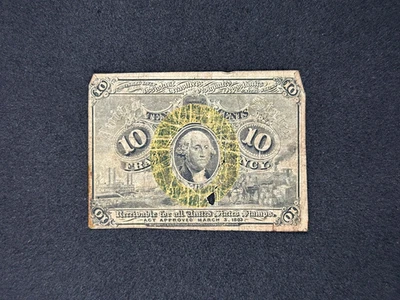 1863-67 US Fractional Currency 10 Cents Second Issue | Ungraded "FR-AG" - Image 1 of 2