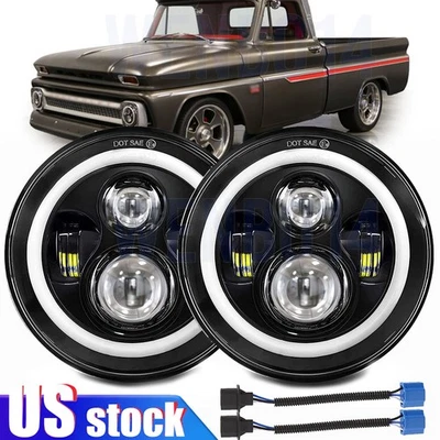 For 1970-1995 Land Rover Range Rover Classic 7 inch LED Halo Headlight DRL Hi/Lo - Image 1 of 4