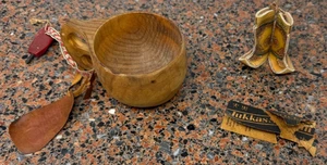 Mini stivali in pelle vintage legno coppa Kuksa JukkasJarvi Svezia Firestarter lavorati - Foto 1 di 24