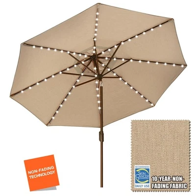 EE. UU. 10 años sin desvanecimiento solar 9 pies paraguas de mercado con 80 luces LED para patio... Foto 1 de 4