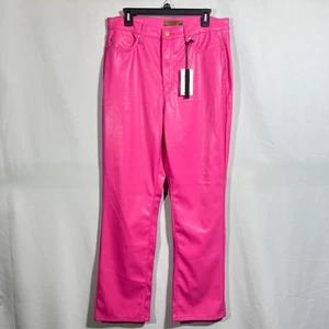 Judy Blue Hot Pink Pants Straight Leg Size 13/31 Faux Leather - Picture 1 of 7