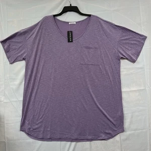 Women's Ekouaer XXL Oversized Lavender Purple Shirt Pocket Tee Short Sleeve - Picture 1 of 7
