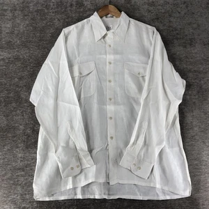 Saks Fifth Avenue Men's 100% Linen L/S Button Down Shirt Solid White Large - Picture 1 of 4