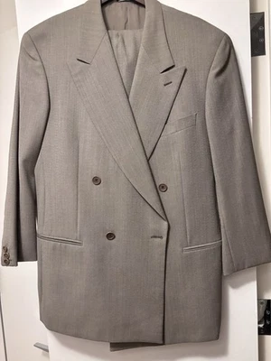 Vintage 80s 90s Giorgio Armani Collezioni Grey Double Breasted Wool Suit 42 Mens - Image 1 of 4