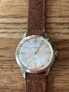Vintage Caravelle Watch M8 Gold Toned Men's Leather Band Manual Wind, Working!! - Picture 1 of 6