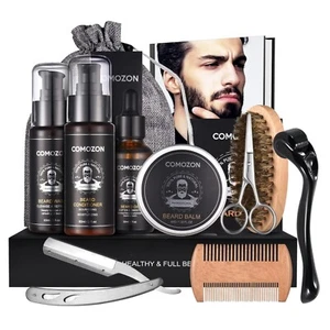 All-in-One Bartpflege Set mit Rasiermesser, Shampoo, Öl, Balsam, Bürste - Bild 1 von 10