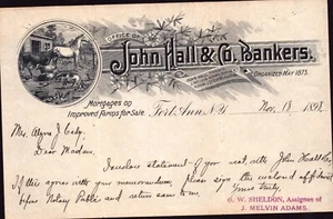 Vintage Letterhead 1898- John Hall & Co., Bankers Horse Cow - Picture 1 of 1