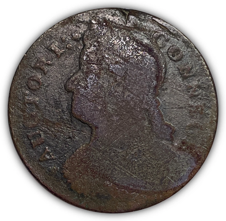 1787 Connecticut Copper Penny Draped Bust Left Very Good VG Coin, Details #18895 - Image 1 of 3