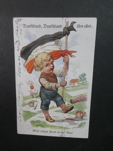 1311 Künstler Ak Moos, Deutschland über alles mei Bua, Junge mit Fahne 1916 - Bild 1 von 2