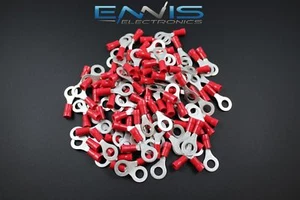 18-22 GAUGE VINYL RING 1/4 CONNECTOR 100 PK CRIMP TERMINAL AWG CAR SUV - Picture 1 of 4