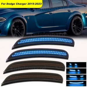 4x Dynamic Blue LED Side Marker Light for Dodge Charger 2015 2016 2017 2018-2023 - Picture 1 of 12