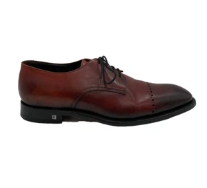 Canali Men's Leather Designer Brown/Red Oxfords Size EU 45 - Stylish & Elegant - Picture 1 of 3