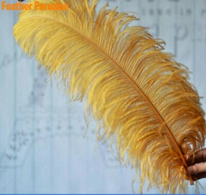 Gold Ostrich Feathers 6-24inches Wedding Centerpiece Feather Craft Feather 12 pc - Picture 1 of 6
