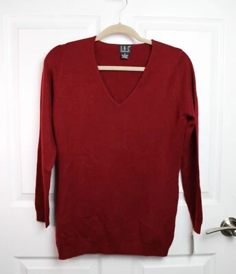 Suéter Pullover Cuello en V Carmesí 100% Cachemira Inc International Concepts NUEVO CON ETIQUETAS S Foto 1 de 4