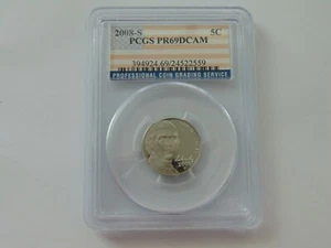 Uncirculated Graded PCGS Deep Cameo PR69 PR69DCAM 5C 5 Cents 2008 S Coin Nickel - Picture 1 of 2
