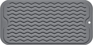 Silicone Dish Drying Mat Non-Slip Easy Clean Sink Mat Heat-Resistant (Grey) - Picture 1 of 7