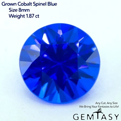 Cut stone - Spinel neon Blue Czochralski (Pulled) lab grown, facet 8mm 1.87ct - Image 1 of 4
