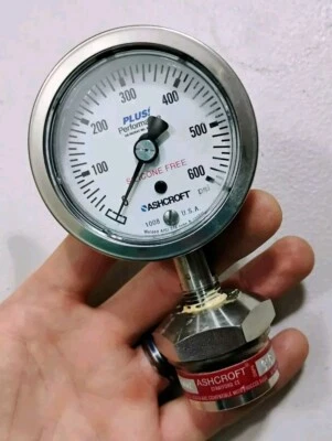 Manómetro Ashcroft Performance Plus 0 - 600# con diafragma tipo 310 316L nuevo de stock Foto 1 de 4