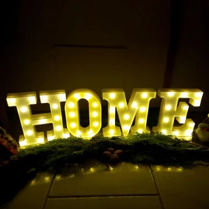 HOME LED Schriftzug beleuchtet Buchstaben Schild 66x4,5cm Set XL Tischdeko - Bild 1 von 6