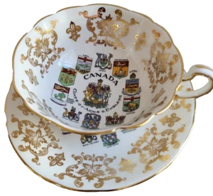 Paragon Teacup & Saucer Set Fine Bone China Canada Coat of Arms & Emblems 1960s - Picture 1 of 10