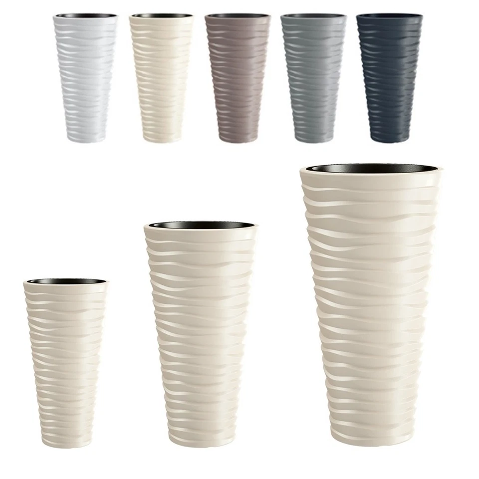 Blumenkübel Pflanztopf Blumentopf Pflanzkübel Slim Welle-Design Einsatz TOP - Bild 1 von 1