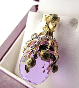 STUNNING HANDMADE OF SOLID STERLING SILVER 925 AND 24K GOLD AMETHYST EGG PENDANT - Picture 1 of 1