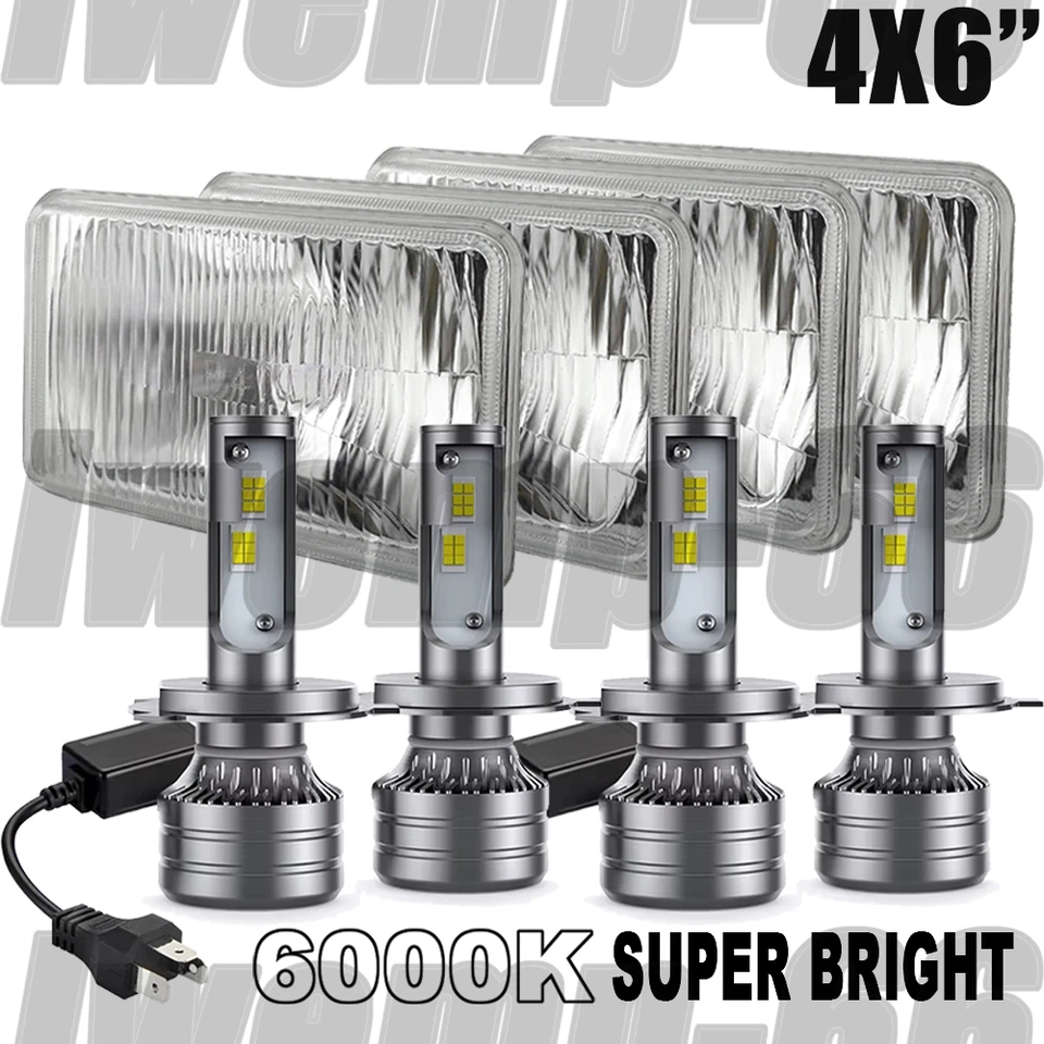 For GMC V1500 Suburban 1989 - 1991 4PCS 4x6" LED Headlights Hi/Lo Beam - Image 1 of 4