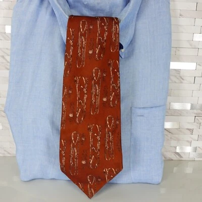 领带男式红色橙色丝绸编织套装成人背带西部乡村波西米亚宽 — 第 1/4 张图片