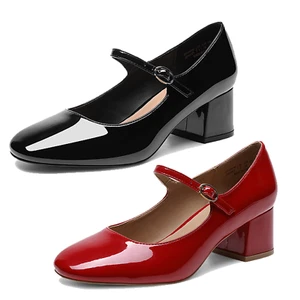 Women Mary Jane Pumps Ankle Strap Close Toe Low Chunky Block Heel Pump Shoes - Picture 1 of 17