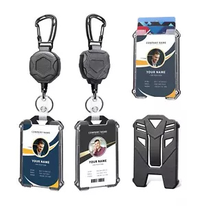 ID Card Holder Retractable Badge Holder Badge Clip Heavy Duty ID Badge Holder - Picture 1 of 8