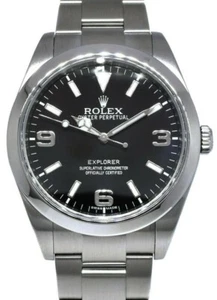 Rolex Explorer Stainless Steel Black Dial Mens 39mm Watch Box/Papers '14 214270 - Picture 1 of 10