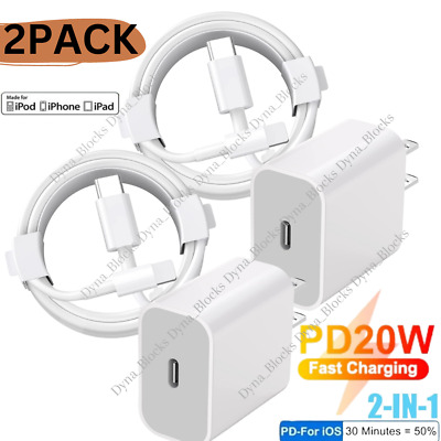 20W USB-C Power Adapter PD Fast Charge Cable For IPhone 14/13/12/11 Pro Max/iPad • 5.89$