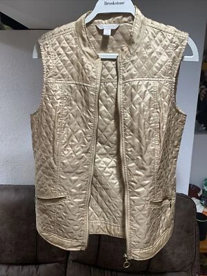 Chaleco dorado con cremallera Laura Ashley para mujer talla mediana Foto 1 de 3