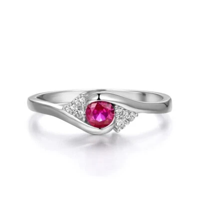 Anillo de vestir rubí zafiro blanco plata esterlina 925 maciza hecho a mano para dama talla M Foto 1 de 4