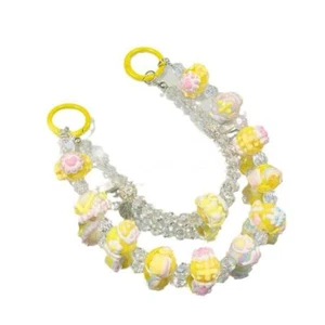 Beaded Mobile Phone Strap Cream Phone Charm Rope Cute Bag Pendant Keychain - Photo 1 sur 16