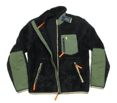 Chaqueta Polo Ralph Lauren Para Hombre Negra Multi/Beige Borde Polar Cremallera Completa Foto 1 de 4