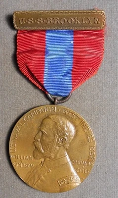 桑普森奖章 USS 布鲁克林命名 1898 年美西战争 Charles McKay C.P. — 第 1/4 张图片