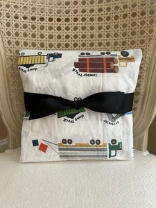 Pottery Barn Kids Busy Trucks Organic TWIN Flat Sheet & 1 Pillowcase ONLY USED - Picture 1 of 4