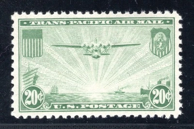 US # C20 (1935)-20 cent-MNH-Grade: XF-Sup 95 (with cert.) China Clipper airplane - Image 1 of 3