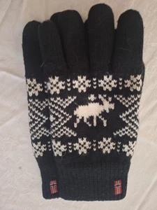 Norweger Nordic Strick Wolle schwarz-weiß Herren Winter Handschuhe mit Norweger Flagge - Bild 1 von 6