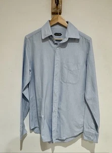 Tom Ford Italy Pale Blue Heavy Slim Fit Chambray 100% Cotton Shirt Size 40 15.5" - Picture 1 of 12