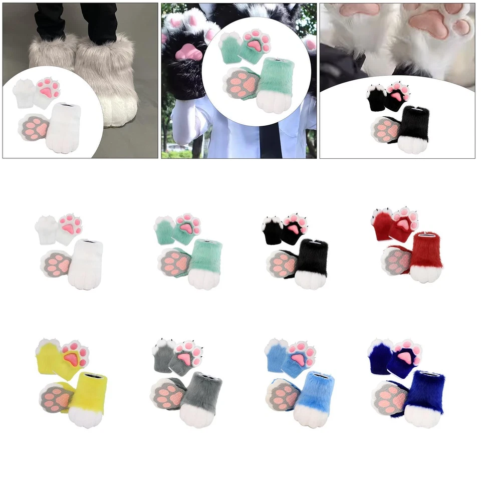 Cosplay Tierpfoten Katzenkrallen Schuhe Pelzige Stiefel für Auftritt Urlaub - Bild 1 von 1
