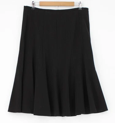 Falda Larry Levine Mujer 12 Negra Elastizada Midi Línea A Acampanada Carrera Oficina Foto 1 de 4