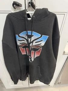 Vintage Transformers Hoodie Y2K Size M Black Mighty Fine - Picture 1 of 8