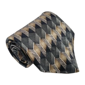Haggar Necktie Gray Geometric Pattern Men's Silk Neck Tie Made in the USA - Picture 1 of 5
